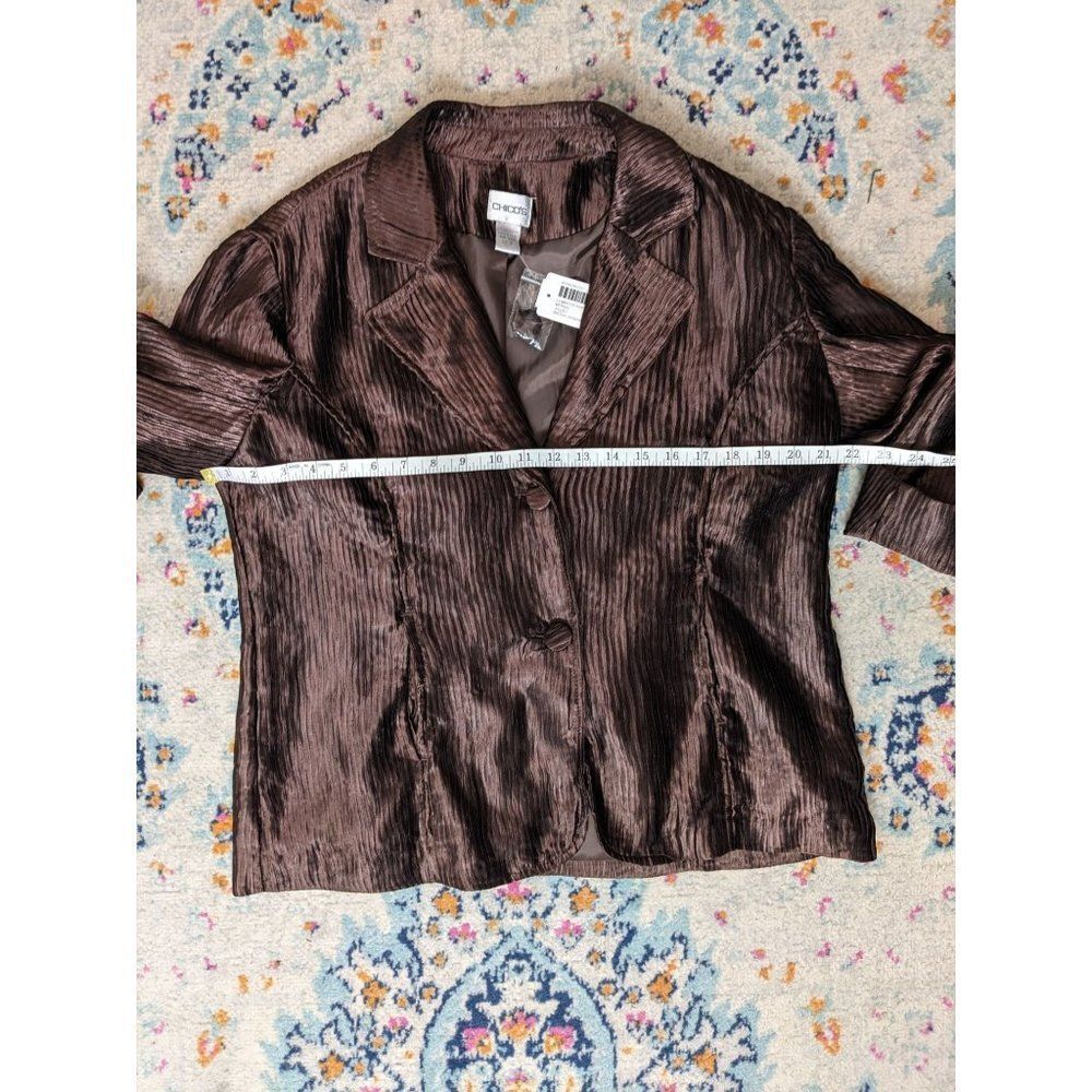 NWT Chico's Luminous Ripple Merrin Jacket in‎ Brooklyn Brown - 2 - Picture 5 of 8